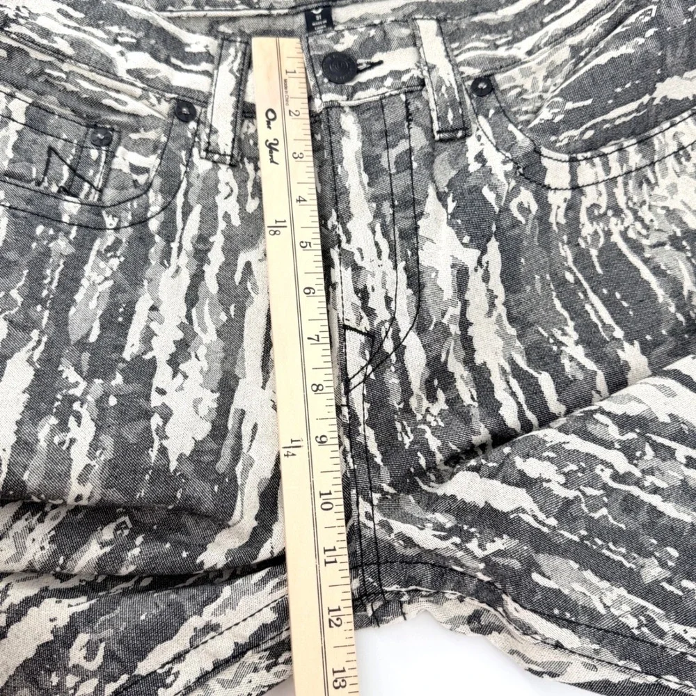 True Religion Bobby Relaxed Baggy Mens 31 Grey/Cream Jacquard Jeans Y2K